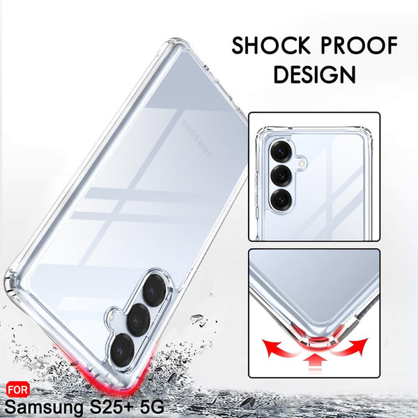 Mobielectro Clear Transparent Shockproof Scratch Resistant Protective Phone Case for Samsung S25 Plus