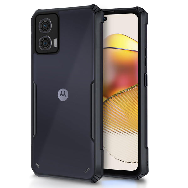 Mobielectro Camera Bump Protection | Slim Stylish 360 Protection Design |Crystal Clear | Shockproof Eagle Back Cover for Moto G73 5G - Black