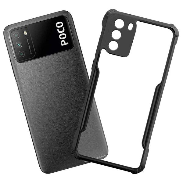 Mobielectro Camera Bump Protection | Slim Stylish 360 Protection Design |Crystal Clear | Shockproof Eagle Back Cover for POCO M3 - Black