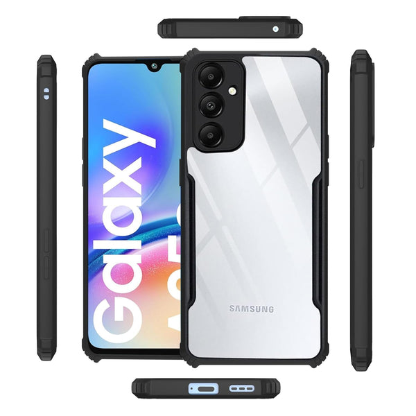 Mobielectro Camera Bump Protection | Slim Stylish 360 Protection Design |Crystal Clear | Shockproof Eagle Back Cover for Samsung A05S - Black