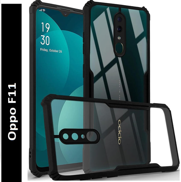 Mobielectro Camera Bump Protection | Slim Stylish 360 Protection Design |Crystal Clear | Shockproof Eagle Back Cover for Oppo F11 - Black