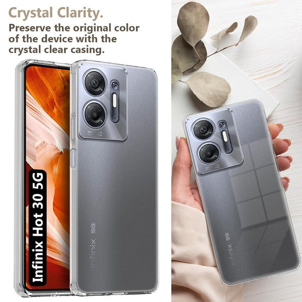 Mobielectro Clear Transparent Shockproof Scratch Resistant Protective Phone Case for Infinix Hot 30 5G