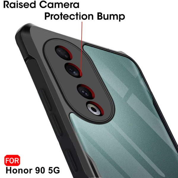 Mobielectro Camera Bump Protection | Slim Stylish 360 Protection Design |Crystal Clear | Shockproof Eagle Back Cover for Honor 90 5G - Black