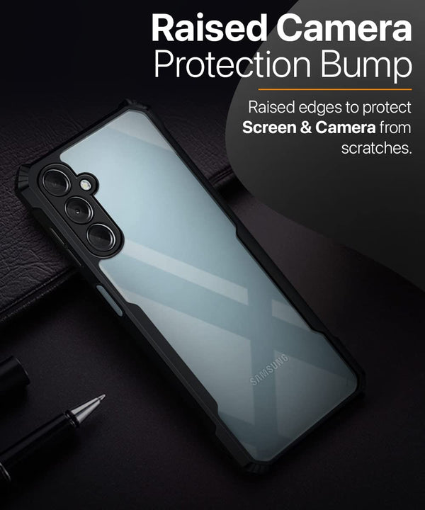 Mobielectro Camera Bump Protection | Slim Stylish 360 Protection Design |Crystal Clear | Shockproof Eagle Back Cover for Samsung M14 5G- Black