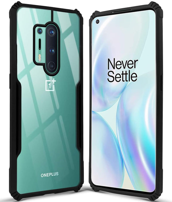 Mobielectro Camera Bump Protection | Slim Stylish 360 Protection Design |Crystal Clear | Shockproof Eagle Back Cover for OnePlus 8 Pro- Black