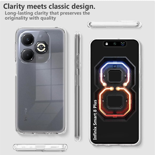 Mobielectro Clear Transparent Shockproof Scratch Resistant Protective Phone Case for Infinix Smart 8 Plus