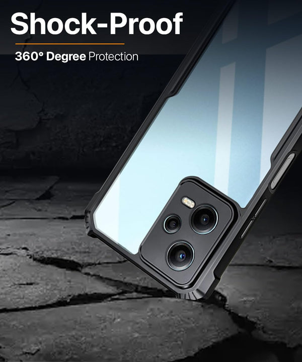 Mobielectro Camera Bump Protection | Slim Stylish 360 Protection Design |Crystal Clear | Shockproof Eagle Back Cover for RedMi Note 12 5G - Black