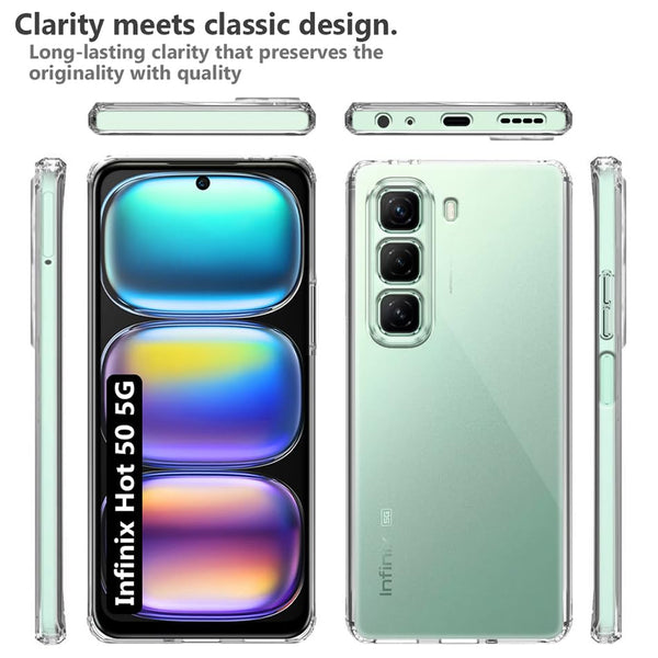 Mobielectro Clear Transparent Shockproof Scratch Resistant Protective Phone Case for Infinix Hot 50 5G