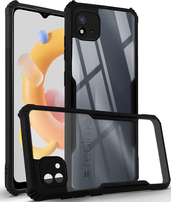 Mobielectro Camera Bump Protection | Slim Stylish 360 Protection Design |Crystal Clear | Shockproof Eagle Back Cover for Realme C11 2021 - Black