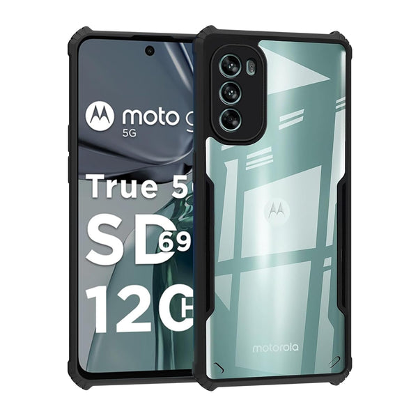 Mobielectro Camera Bump Protection | Slim Stylish 360 Protection Design |Crystal Clear | Shockproof Eagle Back Cover for Moto G62 5G - Black
