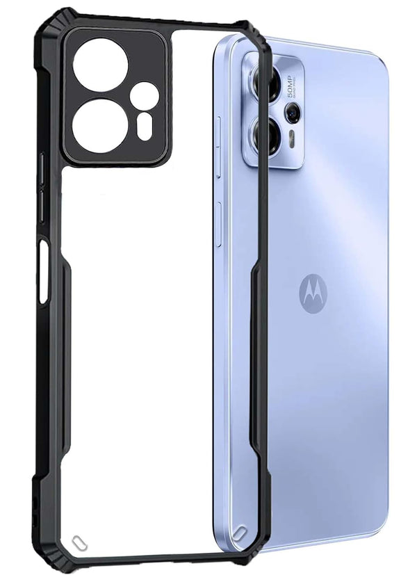 Mobielectro Camera Bump Protection | Slim Stylish 360 Protection Design |Crystal Clear | Shockproof Eagle Back Cover for Moto G13 - Black