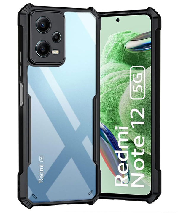 Mobielectro Camera Bump Protection | Slim Stylish 360 Protection Design |Crystal Clear | Shockproof Eagle Back Cover for RedMi Note 12 5G - Black