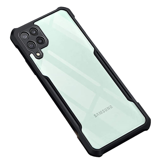 Mobielectro Camera Bump Protection | Slim Stylish 360 Protection Design |Crystal Clear | Shockproof Eagle Back Cover for Samsung A22 4G - Black