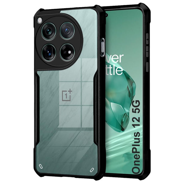 Mobielectro Camera Bump Protection | Slim Stylish 360 Protection Design |Crystal Clear | Shockproof Eagle Back Cover for OnePlus 12 - Black
