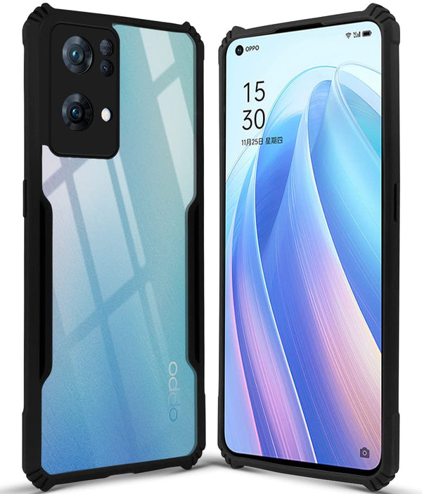 Mobielectro Camera Bump Protection | Slim Stylish 360 Protection Design |Crystal Clear | Shockproof Eagle Back Cover for Oppo RENO 7 Pro 5G - Black