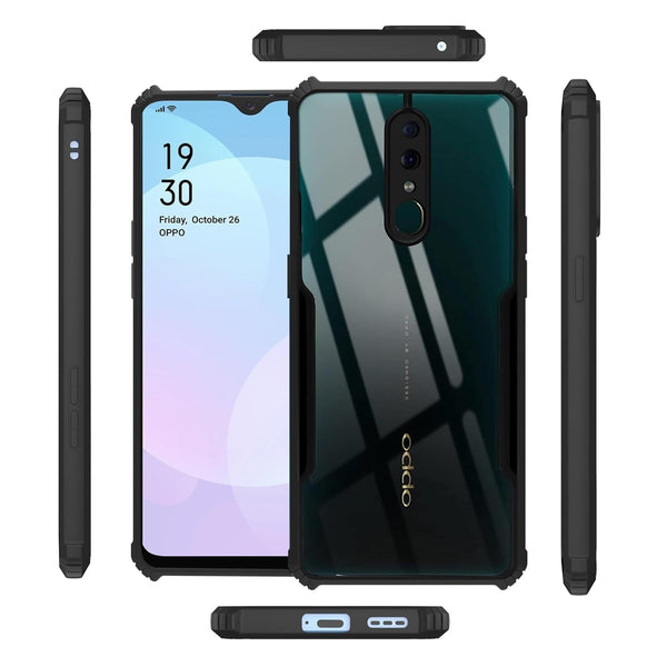 Mobielectro Camera Bump Protection | Slim Stylish 360 Protection Design |Crystal Clear | Shockproof Eagle Back Cover for Oppo F11 - Black