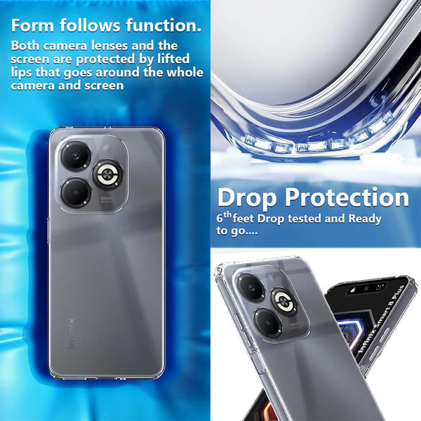 Mobielectro Clear Transparent Shockproof Scratch Resistant Protective Phone Case for Infinix Smart 8 Plus