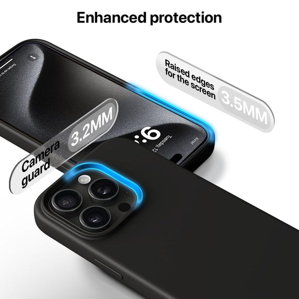 Mobielectro Waterkproof Soft Silicone Ultra Slim O.G Case for iPhone 15 pro max- Black