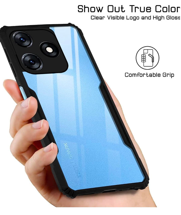 Mobielectro Camera Bump Protection | Slim Stylish 360 Protection Design |Crystal Clear | Shockproof Eagle Back Cover for Tecno Spark 10C - Black