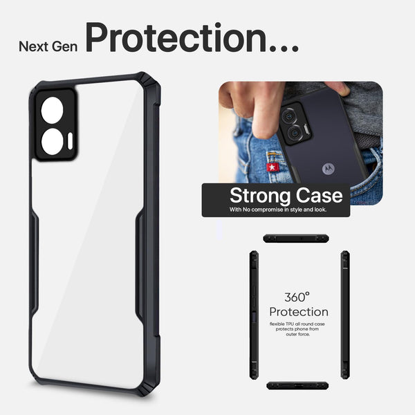 Mobielectro Camera Bump Protection | Slim Stylish 360 Protection Design |Crystal Clear | Shockproof Eagle Back Cover for Moto G73 5G - Black