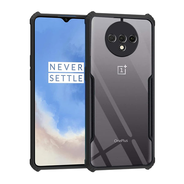 Mobielectro Camera Bump Protection | Slim Stylish 360 Protection Design |Crystal Clear | Shockproof Eagle Back Cover for OnePlus 7T - Black