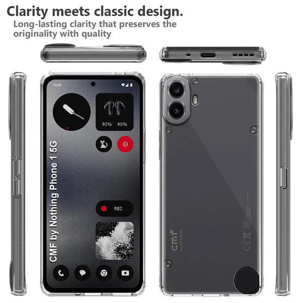 Mobielectro Clear Transparent Shockproof Scratch Resistant Protective Phone Case for CMF Nothing Phone 1