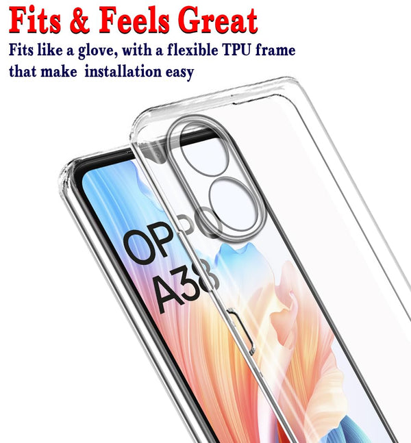 Mobielectro Clear Transparent Shockproof Scratch Resistant Protective Phone Case for Oppo A38 5G