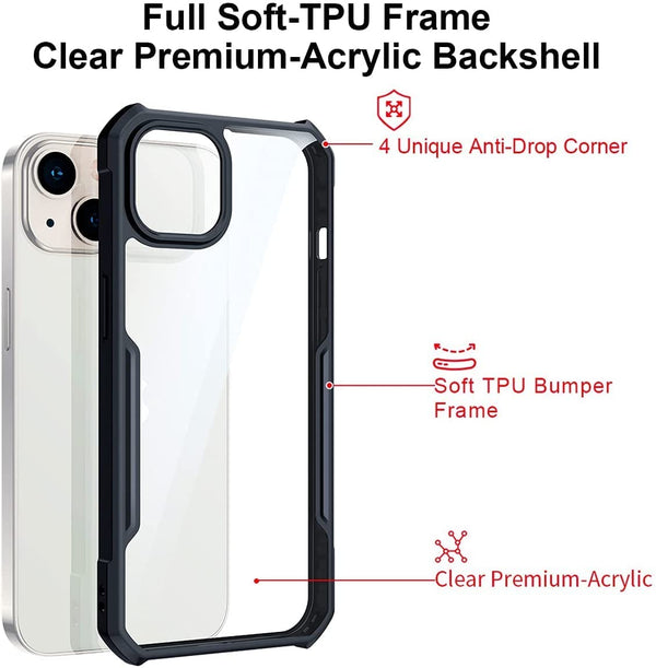 Mobielectro Camera Bump Protection | Slim Stylish 360 Protection Design |Crystal Clear | Shockproof Eagle Back Cover for iPhone 13 - Black