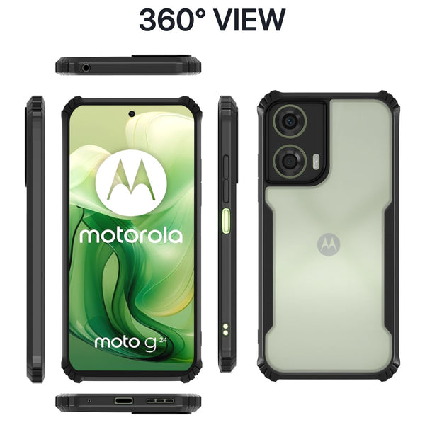 Mobielectro Camera Bump Protection | Slim Stylish 360 Protection Design |Crystal Clear | Shockproof Eagle Back Cover for Moto G24 Power - Black