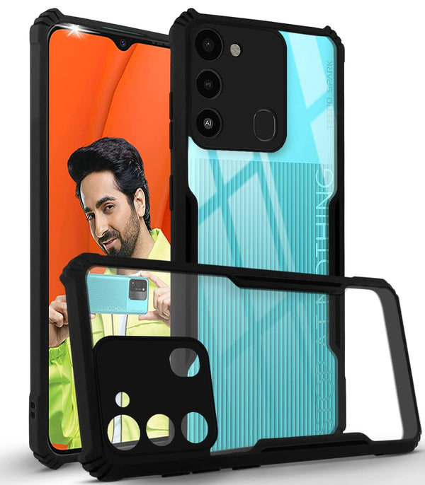 Mobielectro Camera Bump Protection | Slim Stylish 360 Protection Design |Crystal Clear | Shockproof Eagle Back Cover for Tecno Spark GO 22 - Black