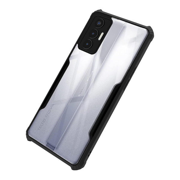 Mobielectro Camera Bump Protection | Slim Stylish 360 Protection Design |Crystal Clear | Shockproof Eagle Back Cover for Tecno Pova 3 - Black