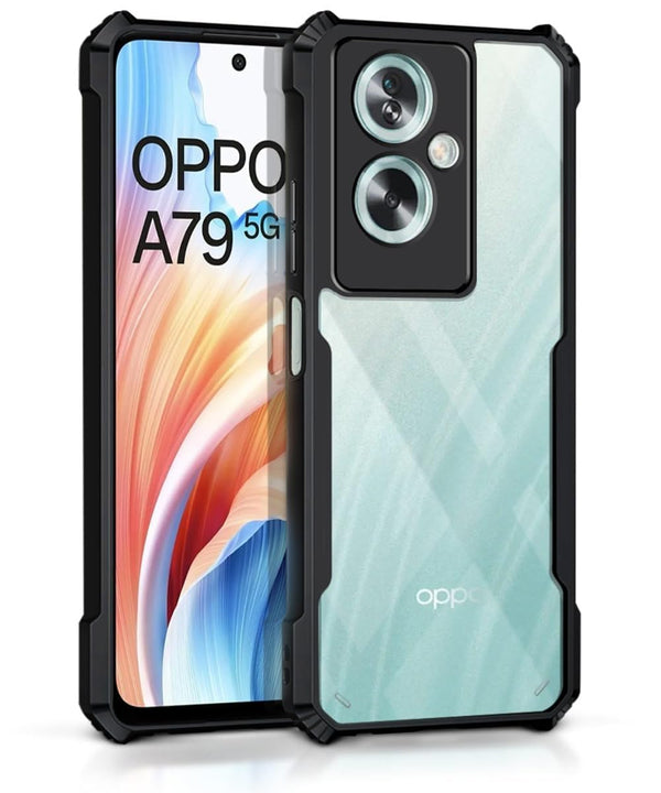 Mobielectro Camera Bump Protection | Slim Stylish 360 Protection Design |Crystal Clear | Shockproof Eagle Back Cover for Oppo A79 - Black