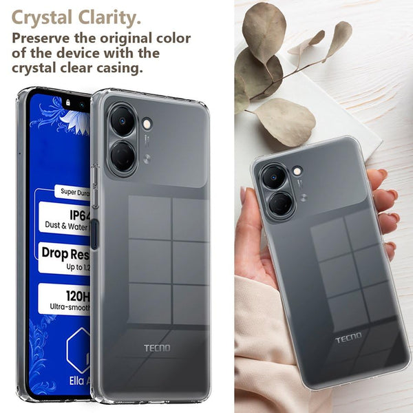 Mobielectro Clear Transparent Shockproof Scratch Resistant Protective Phone Case for Tecno Spark Go 3
