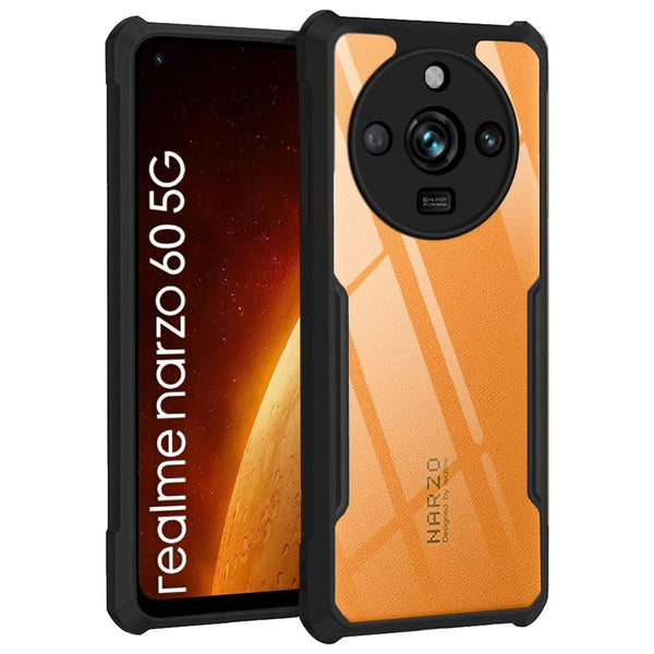 Mobielectro Camera Bump Protection | Slim Stylish 360 Protection Design |Crystal Clear | Shockproof Eagle Back Cover for Realme Narzo 60 5G - Black
