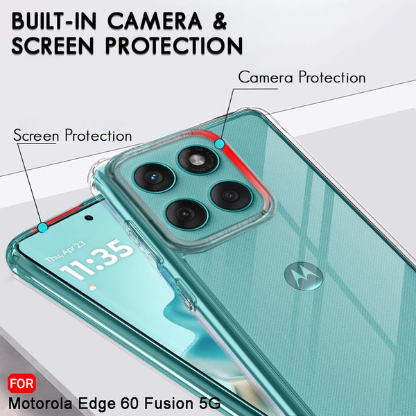 Mobielectro Soft Silicon Transparent |Scratch Resistant Clear Case for Moto Edge 60 5G