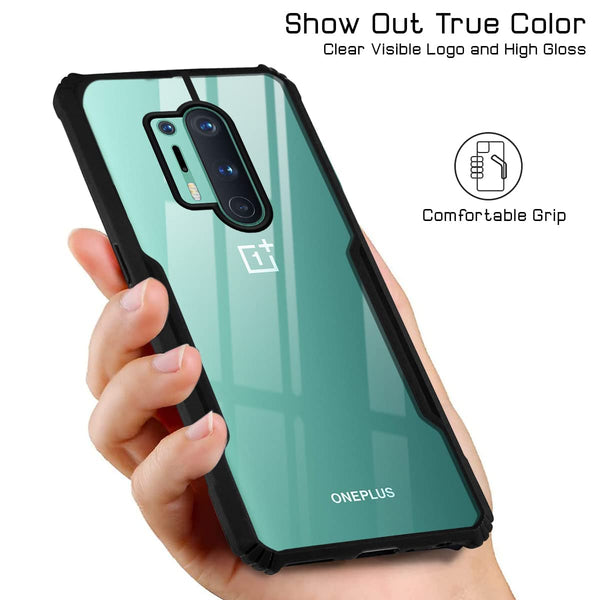 Mobielectro Camera Bump Protection | Slim Stylish 360 Protection Design |Crystal Clear | Shockproof Eagle Back Cover for OnePlus 8 Pro- Black