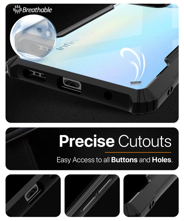 Mobielectro Camera Bump Protection | Slim Stylish 360 Protection Design |Crystal Clear | Shockproof Eagle Back Cover for Infinix Hot 30 5G - Black