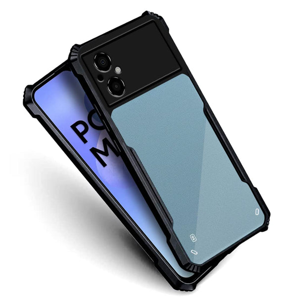Mobielectro Camera Bump Protection | Slim Stylish 360 Protection Design |Crystal Clear | Shockproof Eagle Back Cover for POCO M4 5G - Black