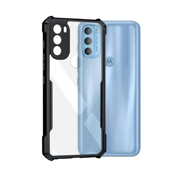 Mobielectro Camera Bump Protection | Slim Stylish 360 Protection Design |Crystal Clear | Shockproof Eagle Back Cover for Moto G71 5G - Black