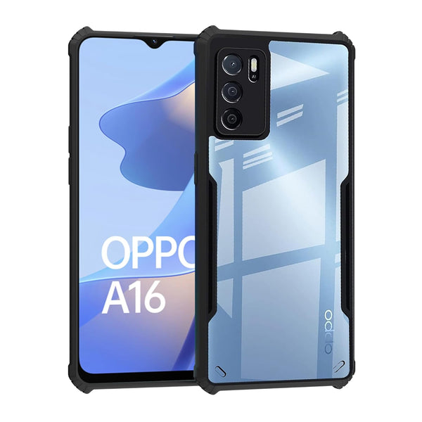 Mobielectro Camera Bump Protection | Slim Stylish 360 Protection Design |Crystal Clear | Shockproof Eagle Back Cover for Oppo A16 - Black