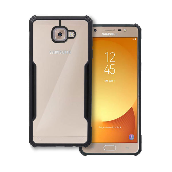 Mobielectro Camera Bump Protection | Slim Stylish 360 Protection Design |Crystal Clear | Shockproof Eagle Back Cover for Samsung J7 Max- Black