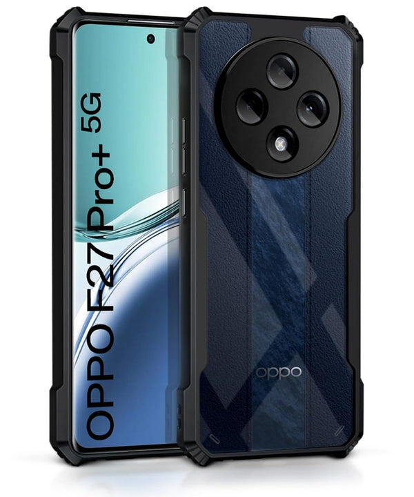 Mobielectro Camera Bump Protection | Slim Stylish 360 Protection Design |Crystal Clear | Shockproof Eagle Back Cover for Oppo F27 Pro Plus- Black
