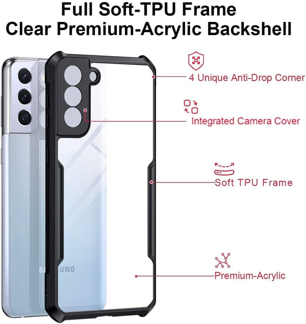 Mobielectro Camera Bump Protection | Slim Stylish 360 Protection Design |Crystal Clear | Shockproof Eagle Back Cover for Samsung S22- Black