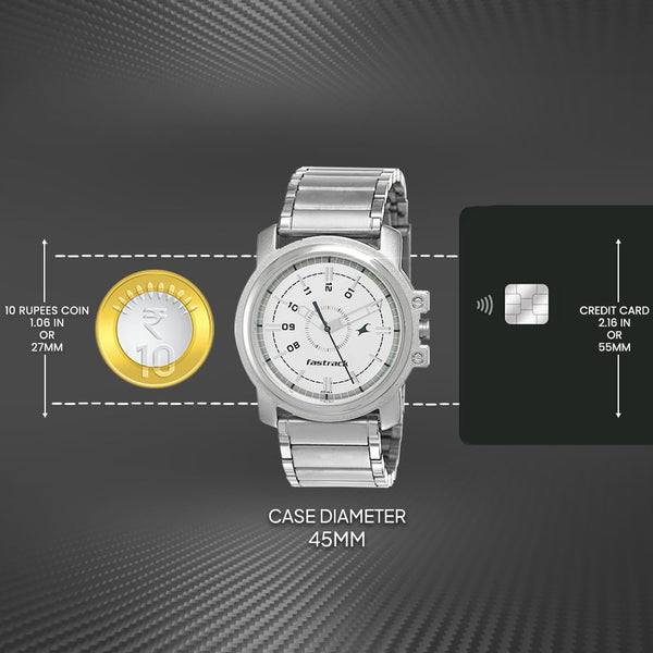 Quartz Analog Silver Dial Silver Stainless Steel Strap Watch for Men