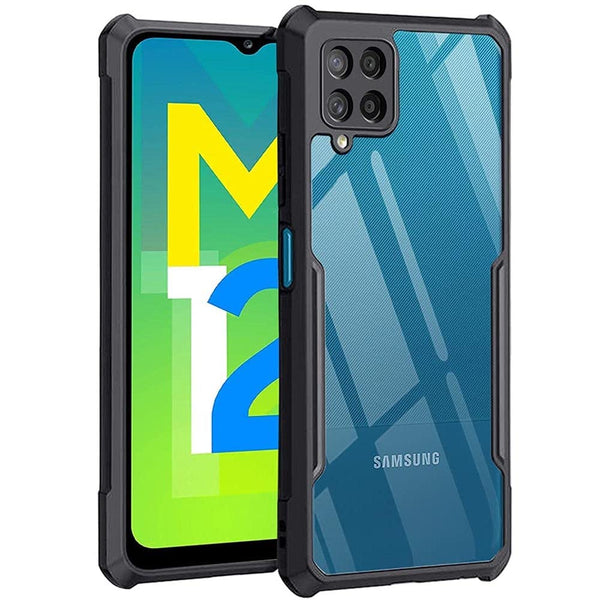 Mobielectro Camera Bump Protection | Slim Stylish 360 Protection Design |Crystal Clear | Shockproof Eagle Back Cover for Samsung M12|A12|F12 - Black