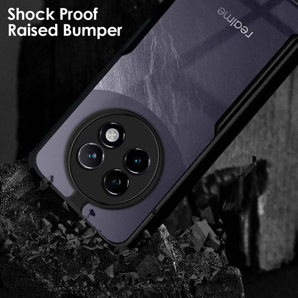 Mobielectro Camera Bump Protection | Slim Stylish 360 Protection Design |Crystal Clear | Shockproof Eagle Back Cover for Realme 13 Plus | Realme P1 Speed 5G - Black