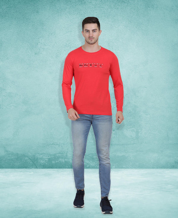 HiFlyers Men Coral Regular Fit Printed Round Neck T-Shirt