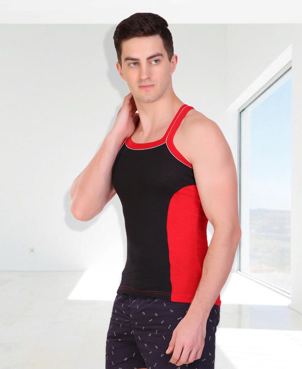T.T. Men DesignerGym Vest Pack Of 2 Black-Red-Grey-Maroon
