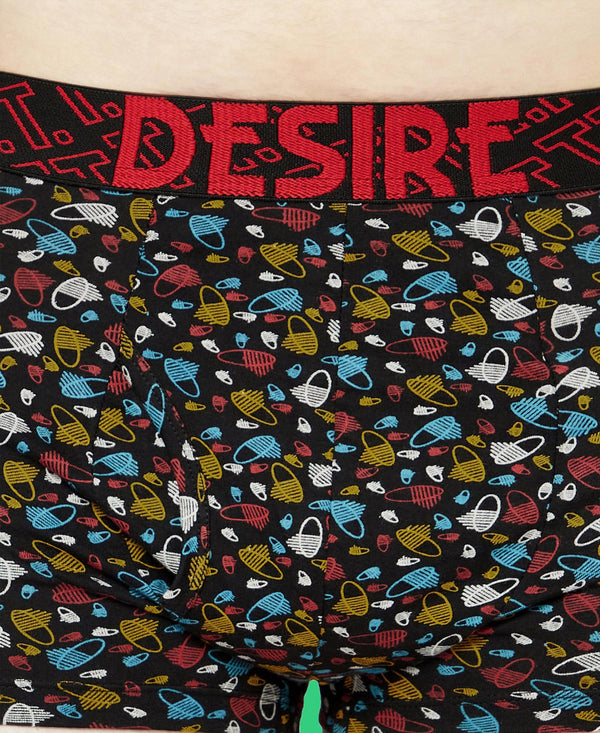 T.T. Mens Desire 100% Combed Cotton Printed Mini Top Elastic Trunk Pack Of 3 Black-Orange-Red