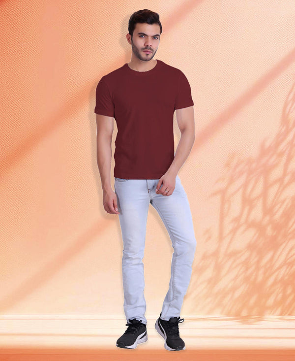T.T. Poly Men Maroon Quick-Dry Tshirt